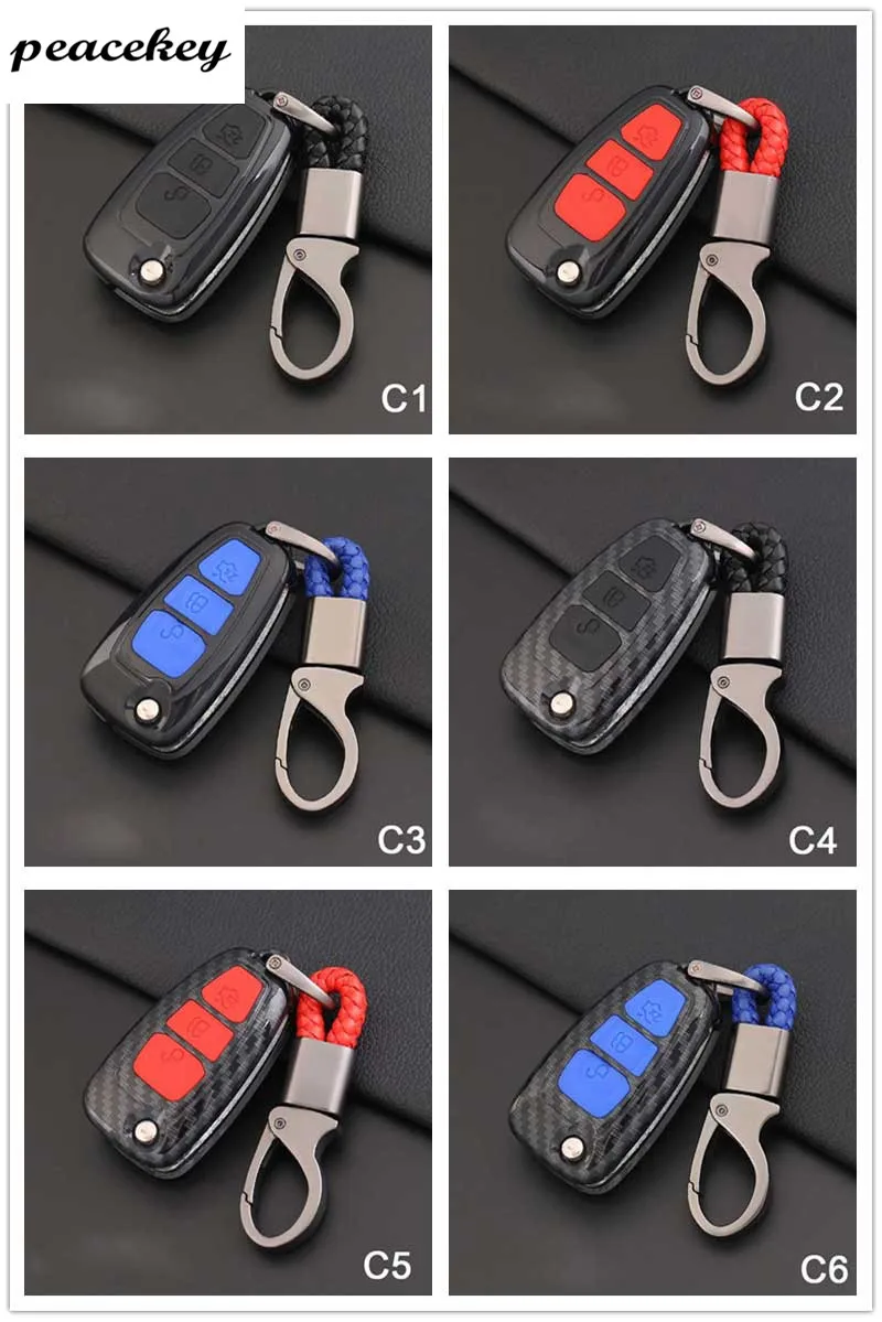 C Карбоновый силиконовый защитный чехол для ключей для Ford Escort Mondeo Everest Ranger Fusion Auto Key Shell - Название цвета: C