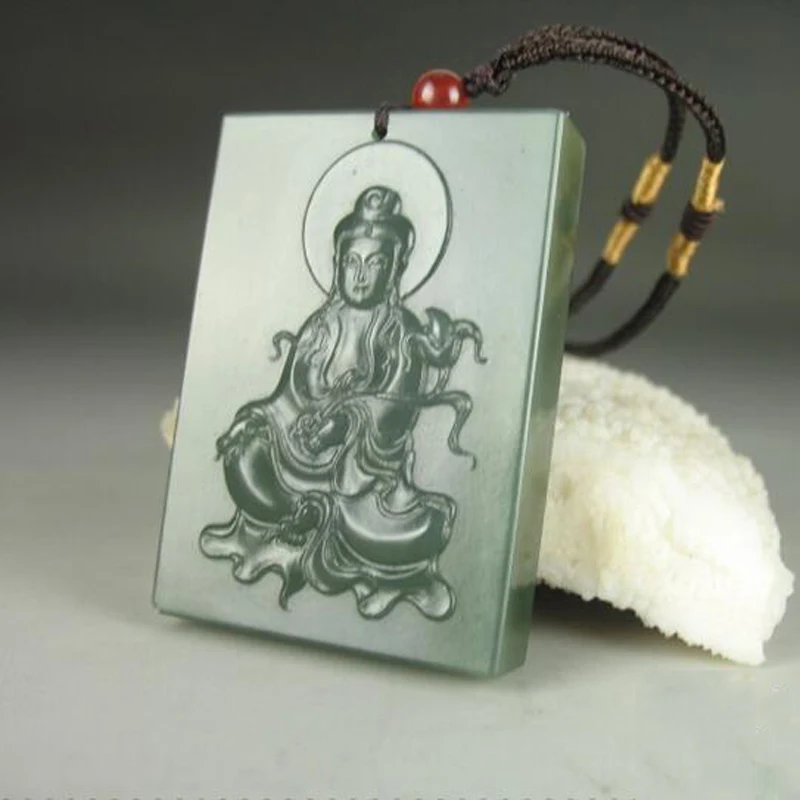 KYSZDL Натуральный китайский Хэтянь нефрит ручная работа Guanyin модный свитер цепь