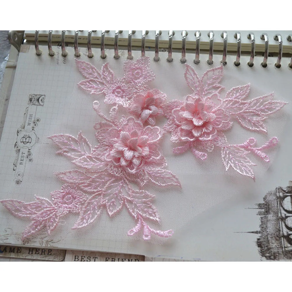 3D Цветочная Кружевная аппликация вышитый материал отделка для сделай сам