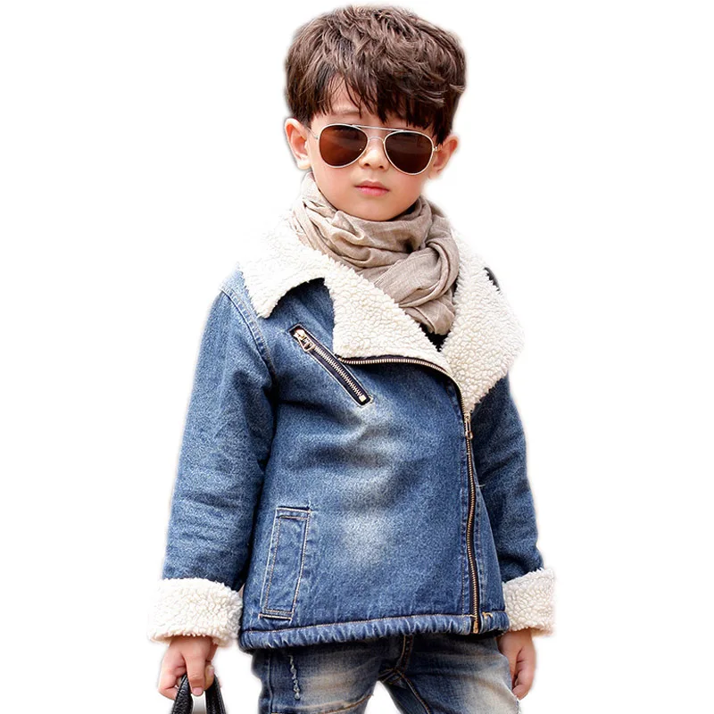 Зимнее пальто для детей новинка 2017 однотонное джинсовое полупальто девочек и