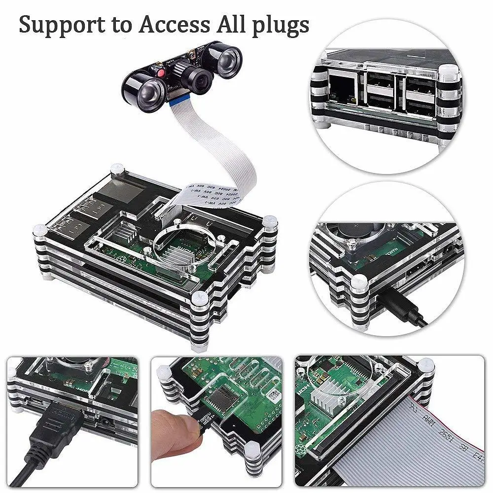 Чехол для Raspberry Pi 3 теплоотвод вентилятор кабель телефона теплоотвод/охлаждающий