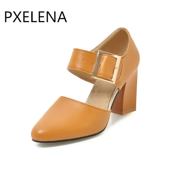 Женские туфли мэри джейн PXELENA 6 цветов модные лодочки с пряжкой и круглым носком