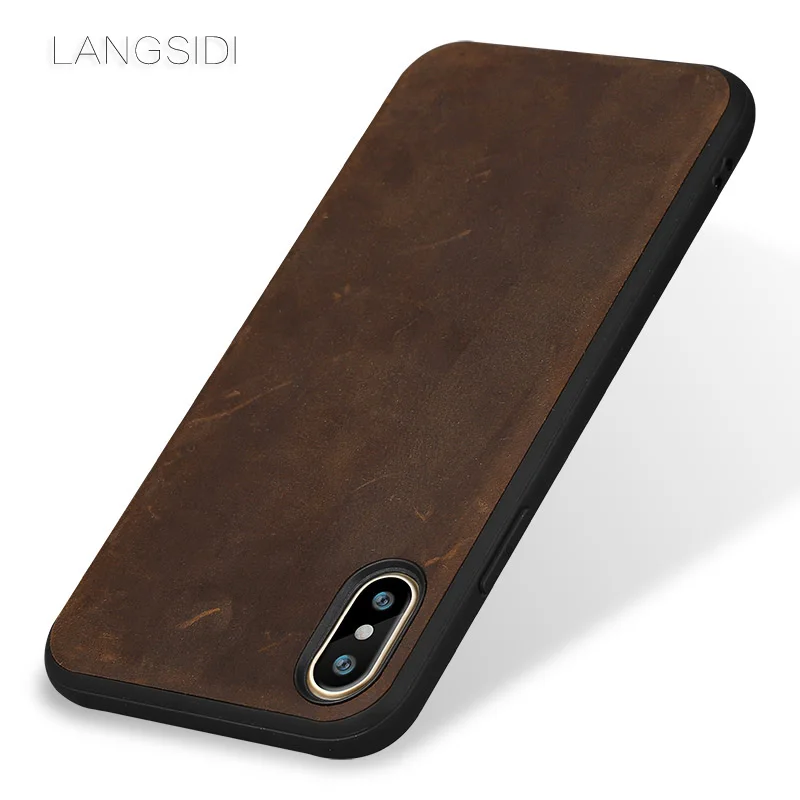 Ретро Кожаный чехол для телефона iPhone X 10 7 8 Plus Crazy horse skin задняя 5 5S SE 6 6S 6sp - купить по