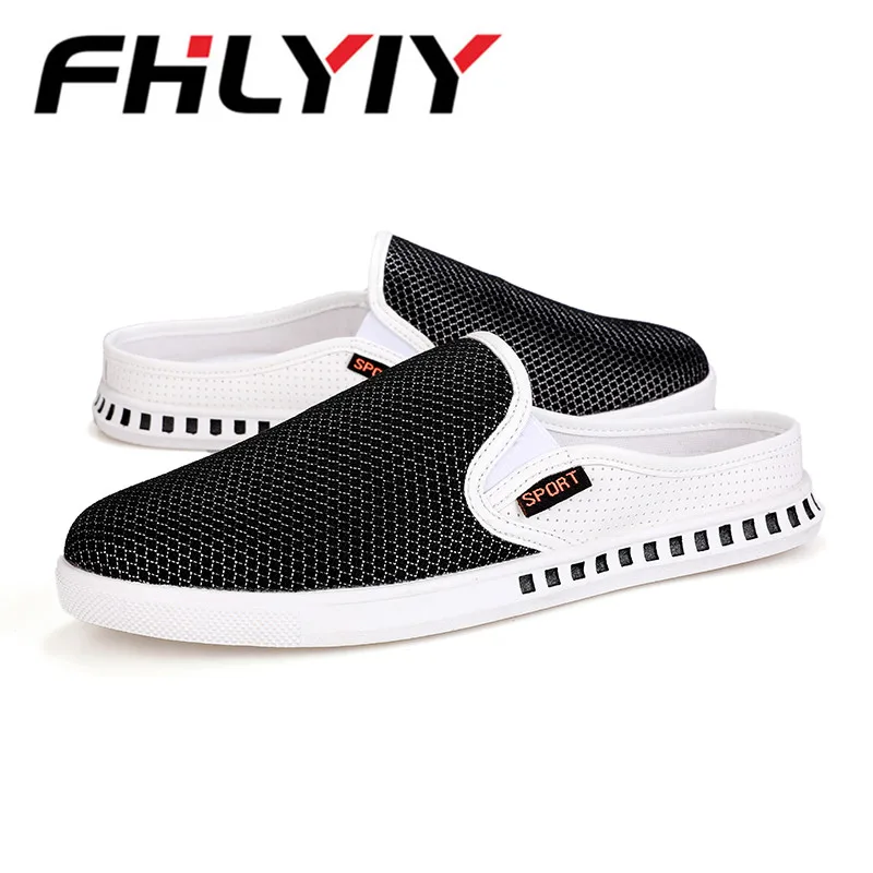 New Breathable Hemp Mesh Shoes Men Summer Canvas Casual Flat Half Slipper Man Comfort Beach Moccasins Flats Footwear | Обувь