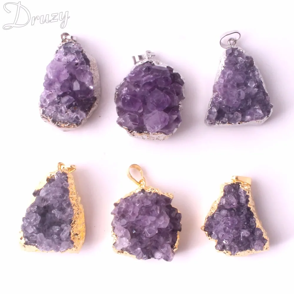 Цепочка с подвеской из натурального аметиста 1 шт.|quartz geode|stone pendantstones healing |