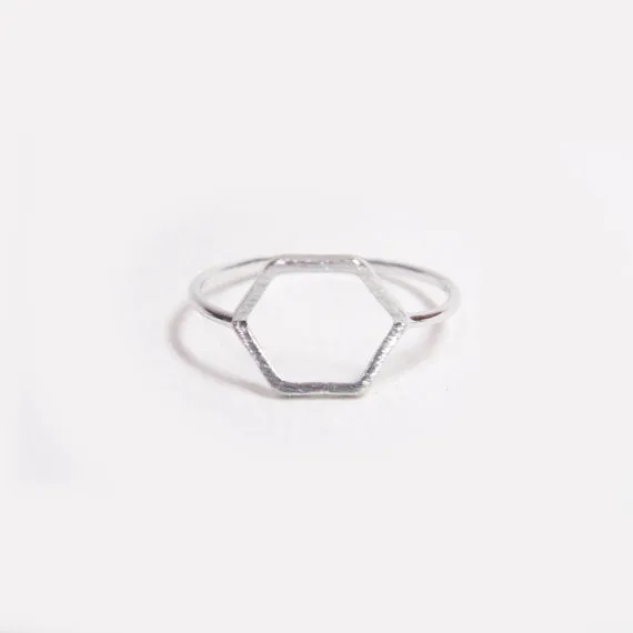 10PCS/lot Factory high quality fashion jewelry geometric Hexagon Outline Ring Wholesale Free shipping | Украшения и аксессуары