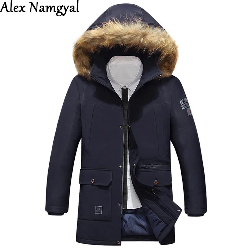-40 Мужчины Пальто 2017 новые мужские зимние куртки бренд шляпа съемный мягкий