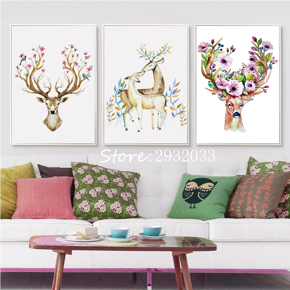 Абстрактная картина головы оленя в скандинавском стиле Художественная Картина