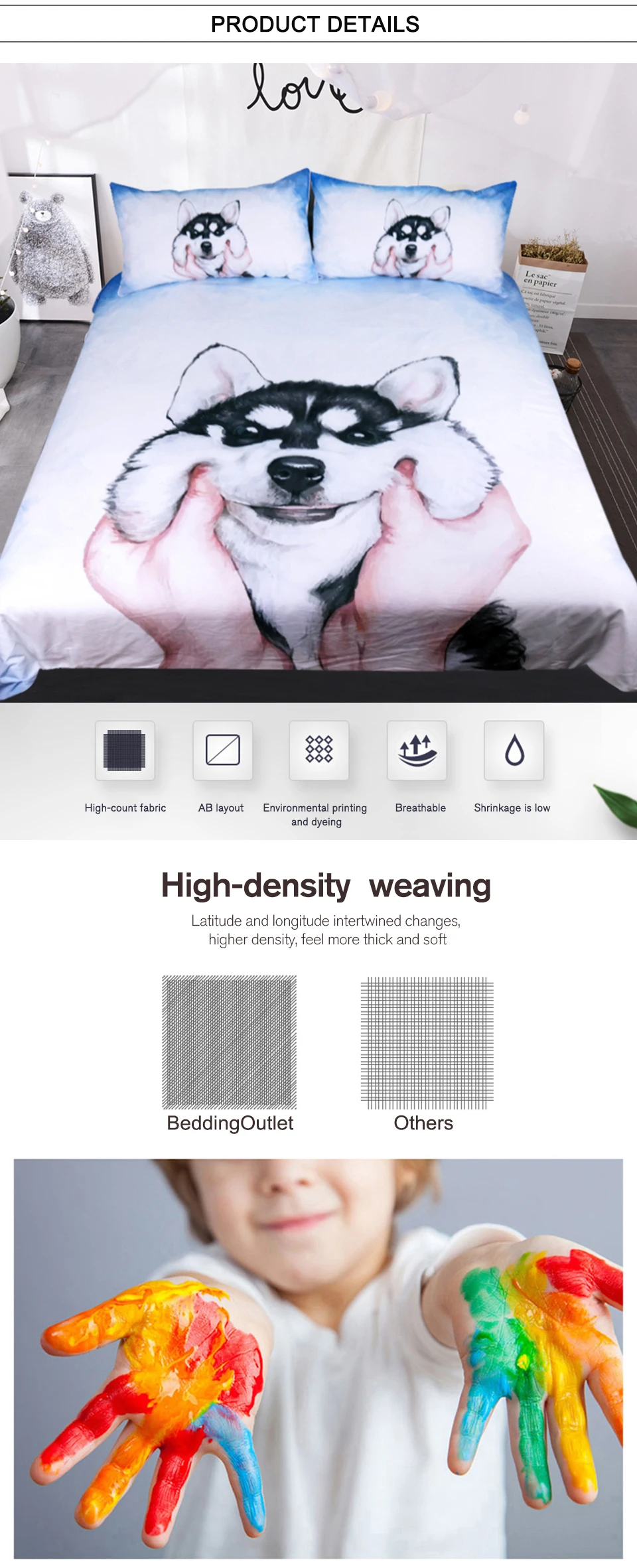 Постельные принадлежности Outlet Husky Puppy Комплект постельного белья queen King акварельный пододеяльник с наволочками постельный комплект для детей постельное белье с животными 3 шт
