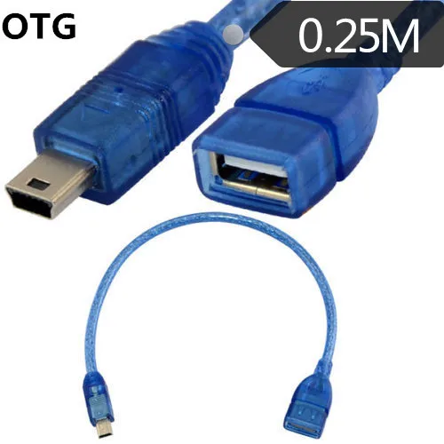 OTG USB A женский разъем к Мини B 5 контактный Штекерный адаптер короткий кабель 0 25