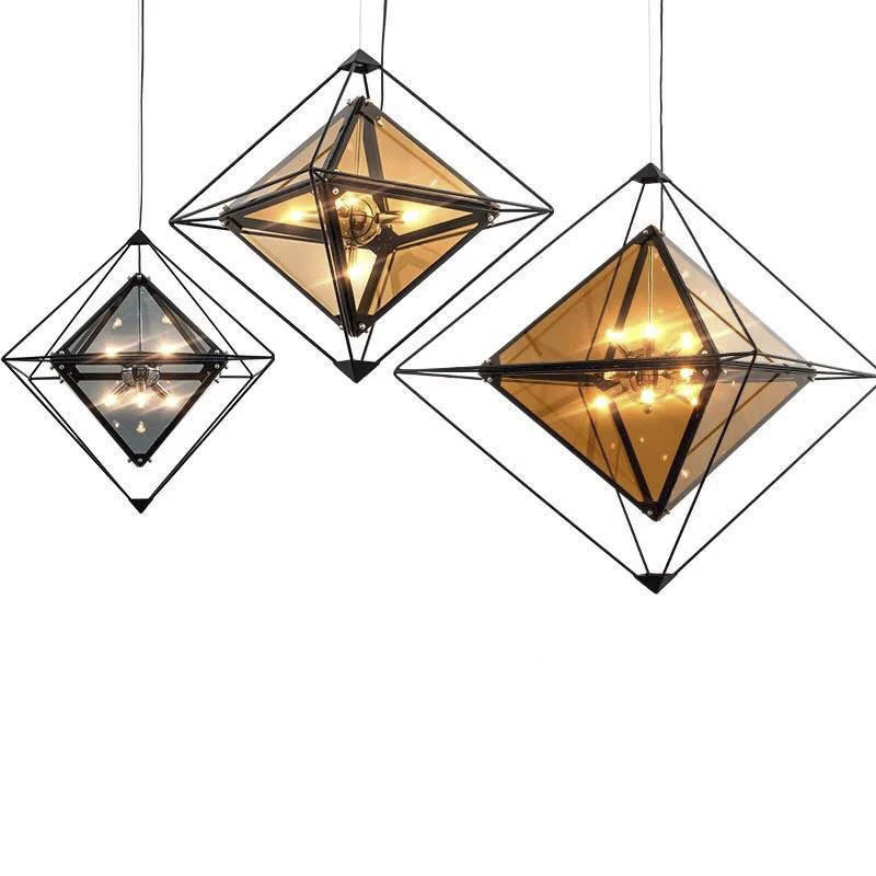 G4 led постмодерн Armber серый железный стеклянный блеск Люстра Освещение Подвеска