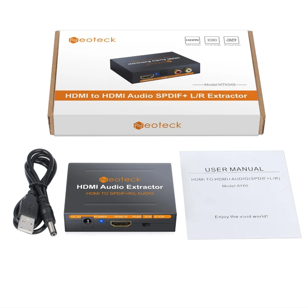LiNKFOR HDMI совместимый с конвертер Pacc/2.0ch/5.1ch оптический TOSLINK SPDIF аналоговый RCA стерео