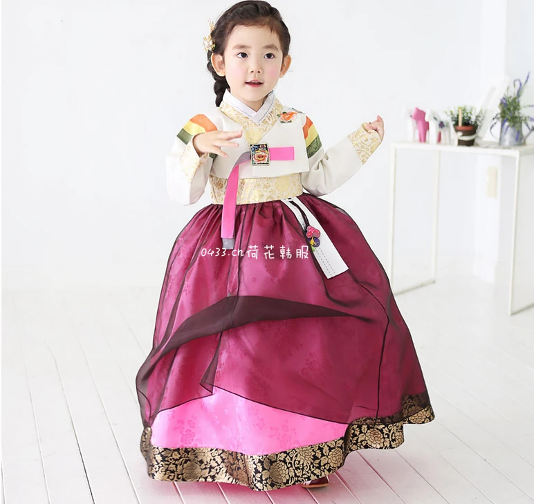 Детское вышитое корейское платье ханбок традиционный костюм для девочек