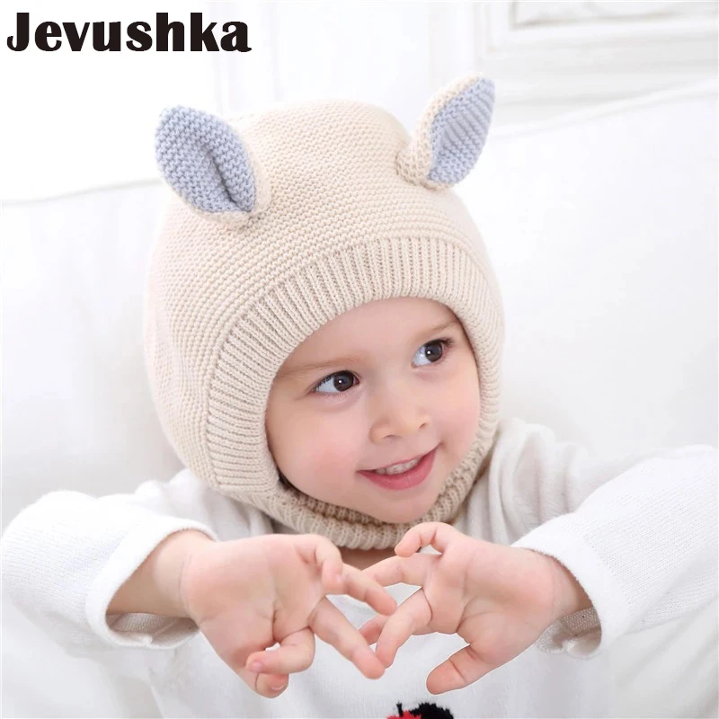 Winter Knit Girls and Boys Hat with Warm Fleece Lining Cute Ears Hats for Kids Baby Beanie Gorro | Детская одежда и обувь