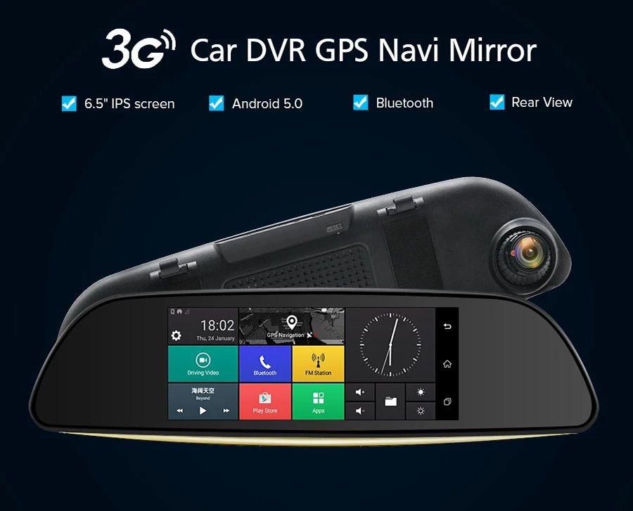 Автомобильный видеорегистратор G, 7 дюймов, камера 16 ГБ, Android 5,0, зеркало заднего вида, 1080 P, видео регистратор, двойной объектив, авто gps навигация, бесплатное обновление карты