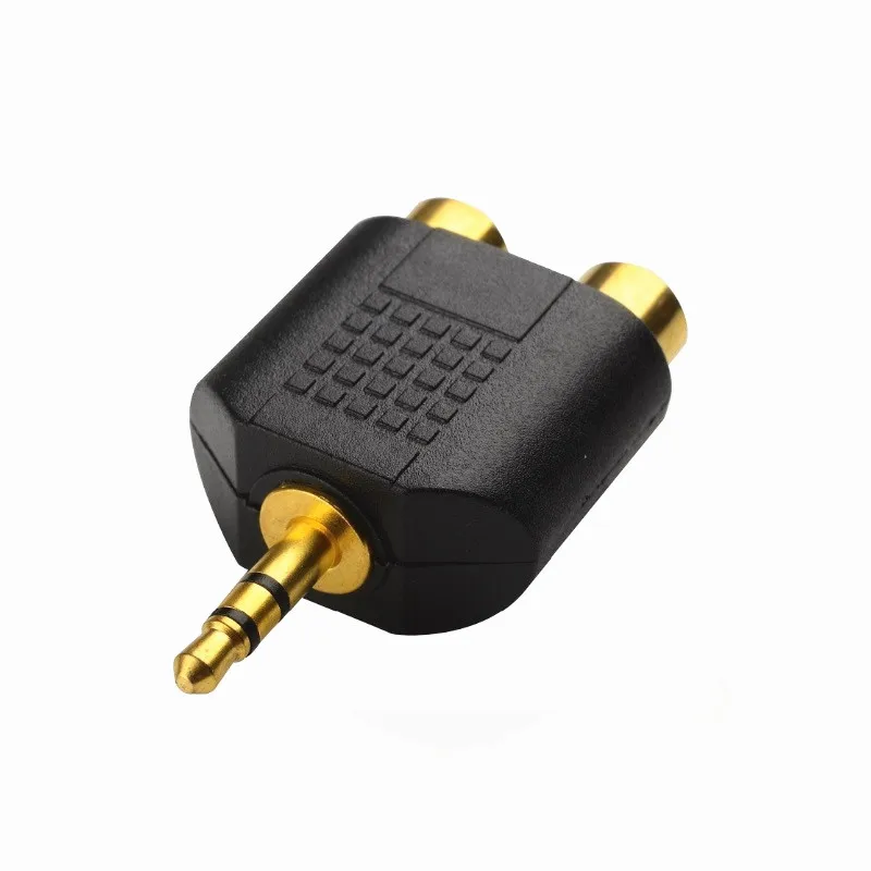 10 шт./лот 3 5 мм стерео штекер на 2X RCA Женский адаптер 2 сплиттер