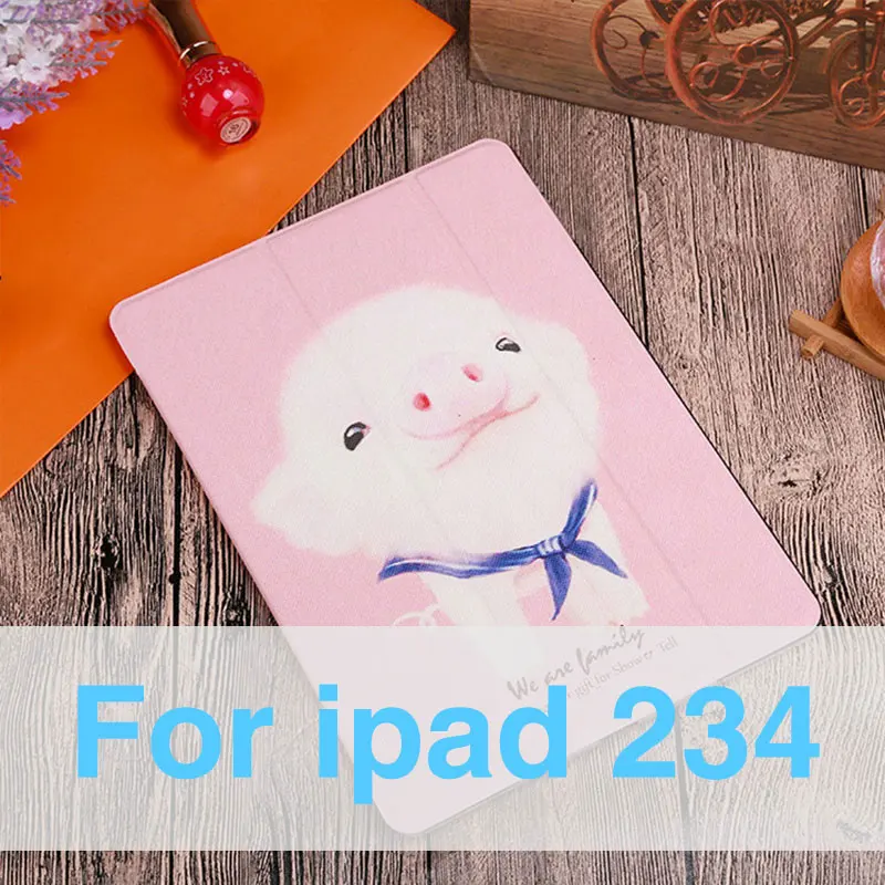 Чехол для планшета с милым кроликом поросенком из мультфильма для, iPad 9,7 Air 1 2, чехол-подставка, защита от падения/пыли для iPad 2/3/4 Mini 1 2 3 4, чехол - Цвет: For ipad 2 3 4