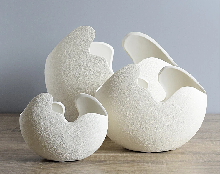 Ручная работа креативная белая Современная керамическая ваза в форме яичной