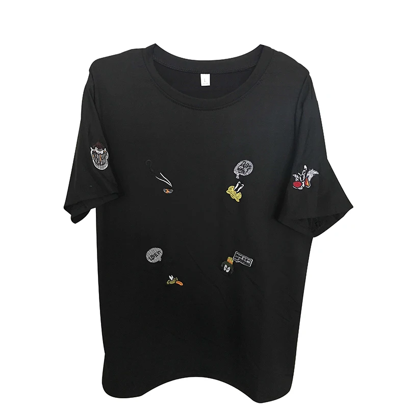 summer Women embroidery Loose t-shirt Casual Oversize T-shirt Femme Short Sleeve O-neck Tops Streetwear Harajuku Tshirts