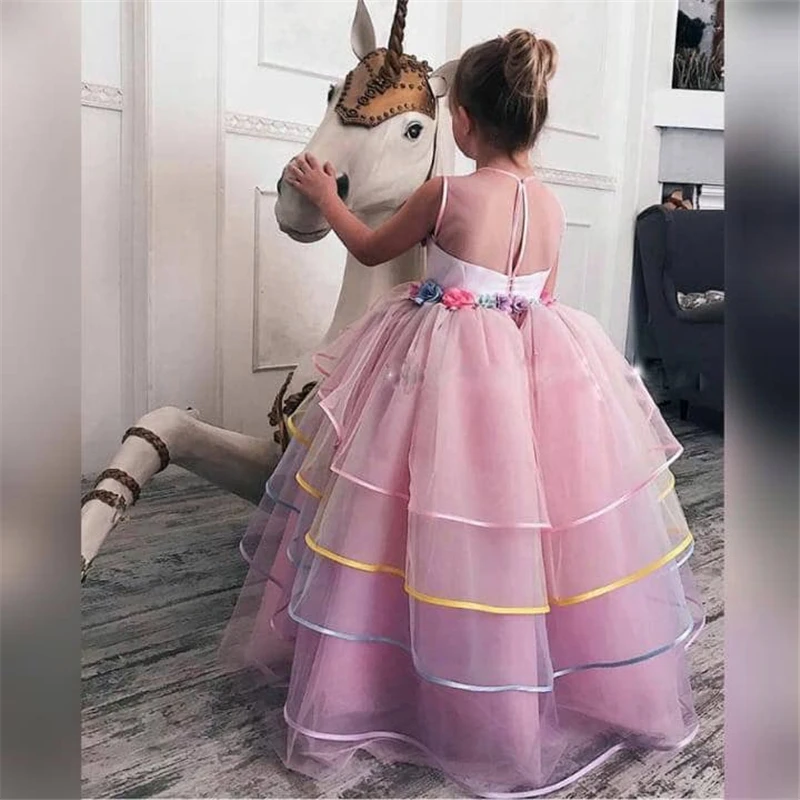 Нарядное Брендовое платье для девочек Детские платья с единорогом Vestidos