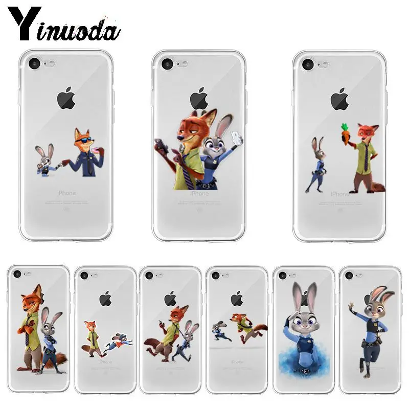 Yinuoda Zootopia Zootropolis мультфильм лиса кролик чехол для телефона для Apple iPhone 8 7 6 6S Plus X XS max 5 5S SE XR