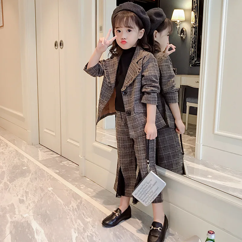 2 шт. детские костюмы блейзеры для девочек Подростковая верхняя одежда куртки