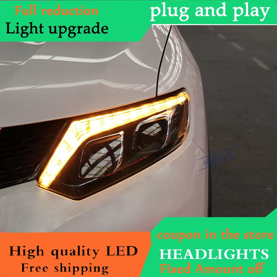 Автомобильный Стайлинг для фар Nissan Rouge 2014-2017 X-trail LED Сигнал фары СИД DRL Bi Xenon