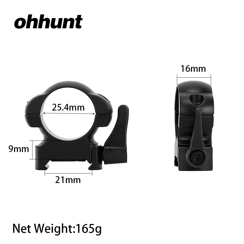Ohhunt 25,4 мм или 30 мм диаметр стальной охотничий прицел кольца Quick Release Picatinny Weaver низкий средний высокий профиль тактические крепления - Цвет: 25.4mm MediumProfile