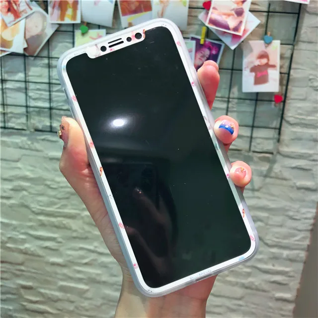 3D Закаленное стекло протектор экрана для iPhone X XS 6 6s 7 8 Plus glass oroll Maruko Кролик шаблон стекло+ ТПУ Жесткий чехол для телефона