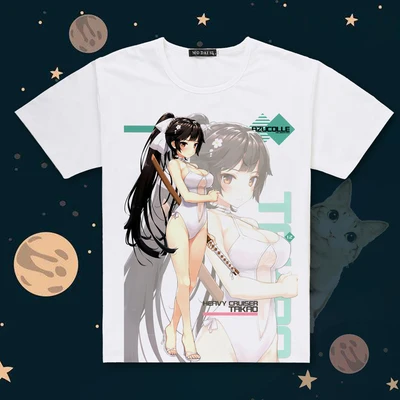 Горячая игра Azur Лэйн печать Atago футболка с короткими рукавами o-образным вырезом IJN Niizuki футболка крутые футболки летние топы - Цвет: 10