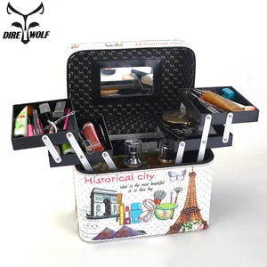 Женский вместительный Профессиональный органайзер для косметики, модная косметичка, многослойная коробка для хранения, портативный цветочный чемодан