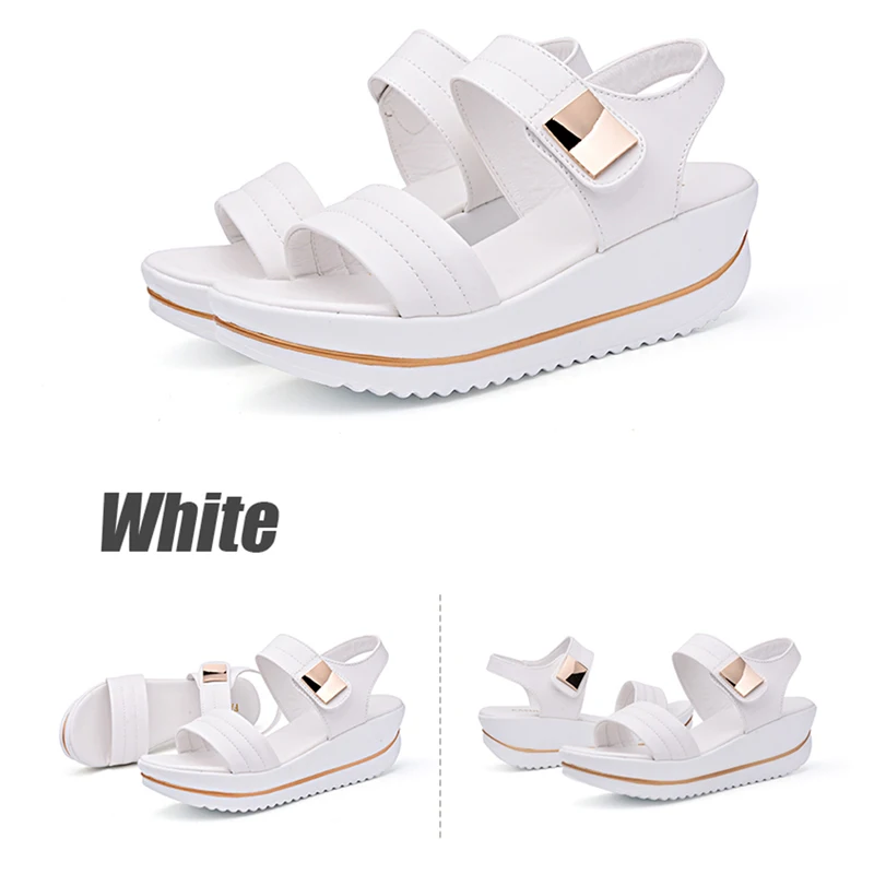 Женские сандалии на плоской подошве STQ белые босоножки платформе шлепанцы обувь