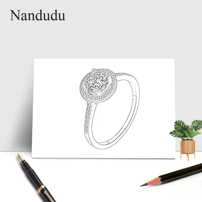 Nandudu 925 пробы серебро круглый форма сияющая элегантность ясно CZ цветок палец
