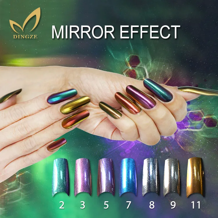 Блестящая зеркальная пудра для ногтей с металлическим эффектом зеркальный