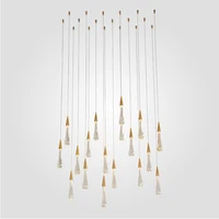 gold water drop crystal creative pendant light european style luxury led lamps moderm glass indoor lighting restaurant