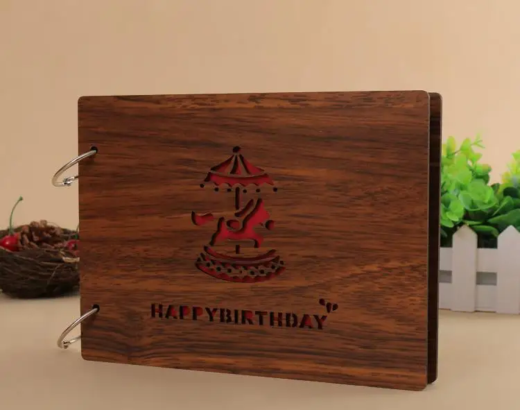 8 дюймов DIY семейные детские черные бумажные листы винтажный деревянный альбом