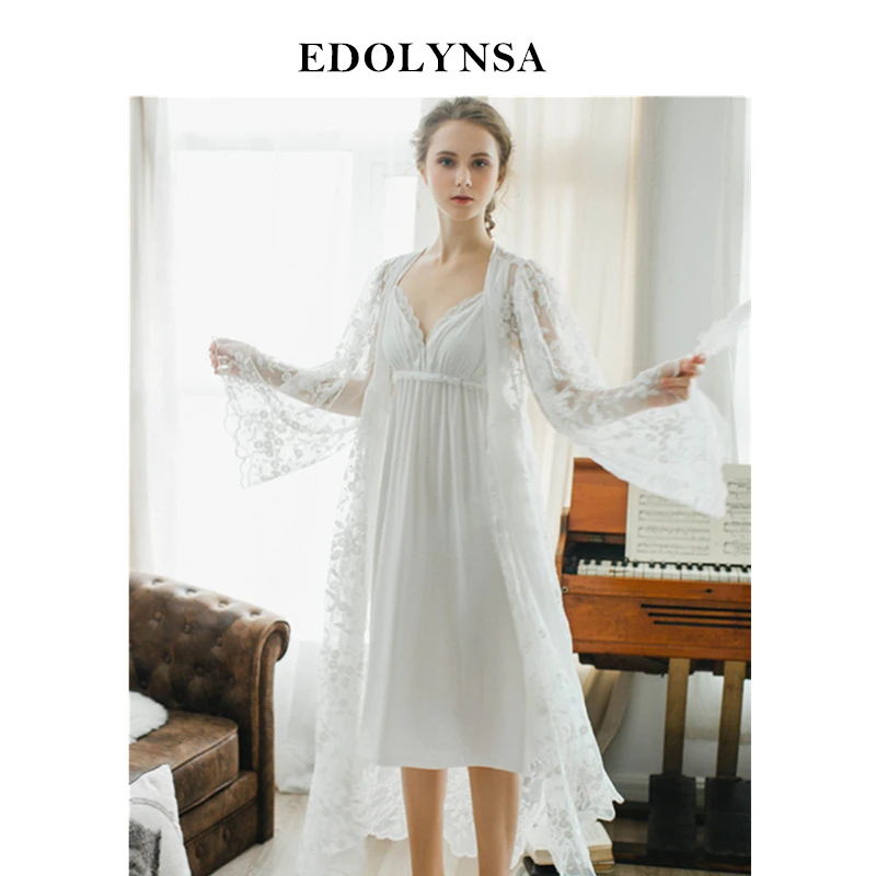 

Lace Nightgowns Sleepshirts White Robes Set Bathrobe Sets Sexy Nightdress Bridesmaid Robes Set Peignoir Wedding Robe Sets #H367