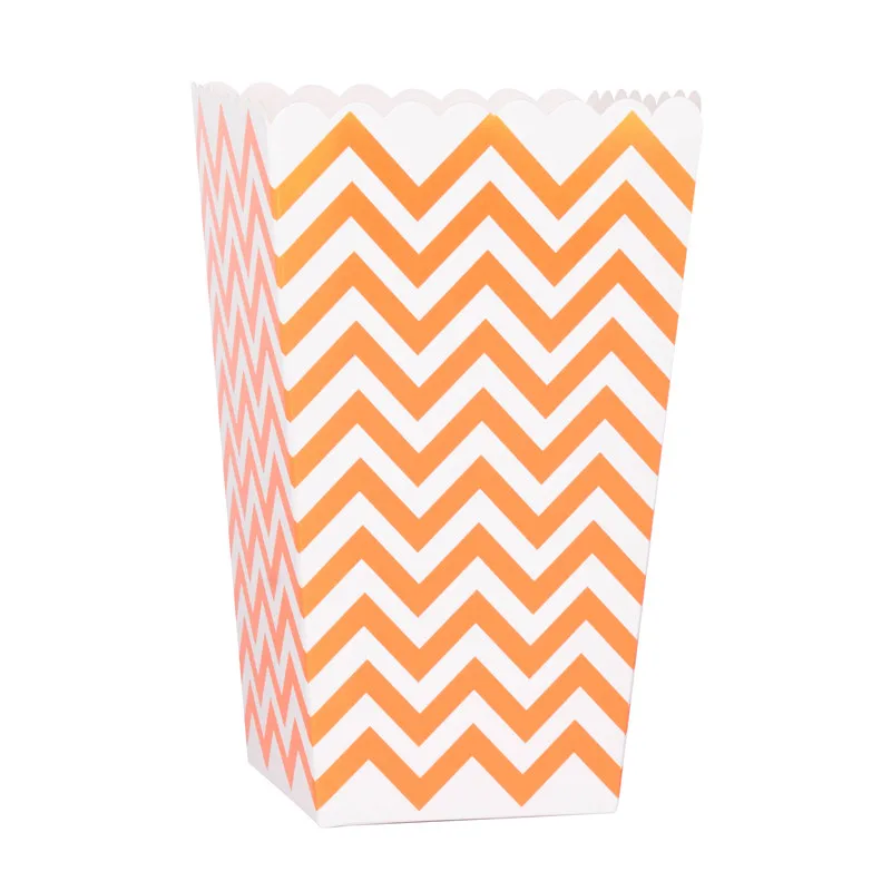 orange chevron 6 шт. коробка для попкорна красочные шеврон полосы в горошек Подарочная вечерние коробка партии Фавор Свадебные поп вечерние кукурузы украшения сумки Лут золото - Цвет: orange chevron