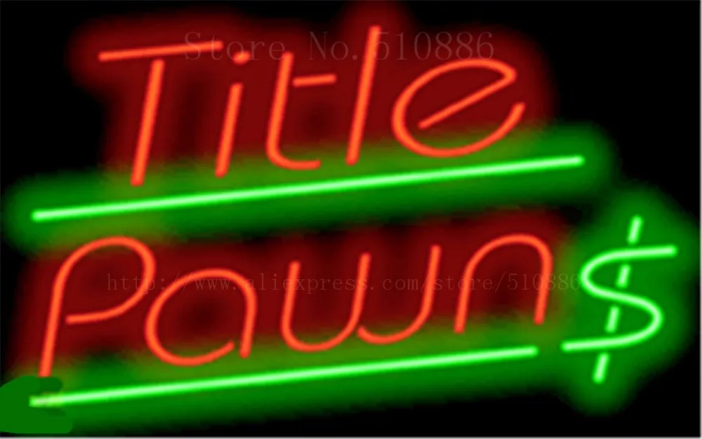 17*14 &quotTitle Pawn неоновая вывеска настоящий стеклянный пивной бар светильник для