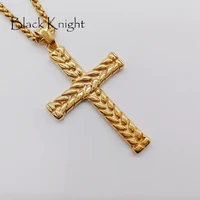 black knight mens fashion embossed cross pendant necklace plated stainless steel christian cross necklace jewelry blkn0574