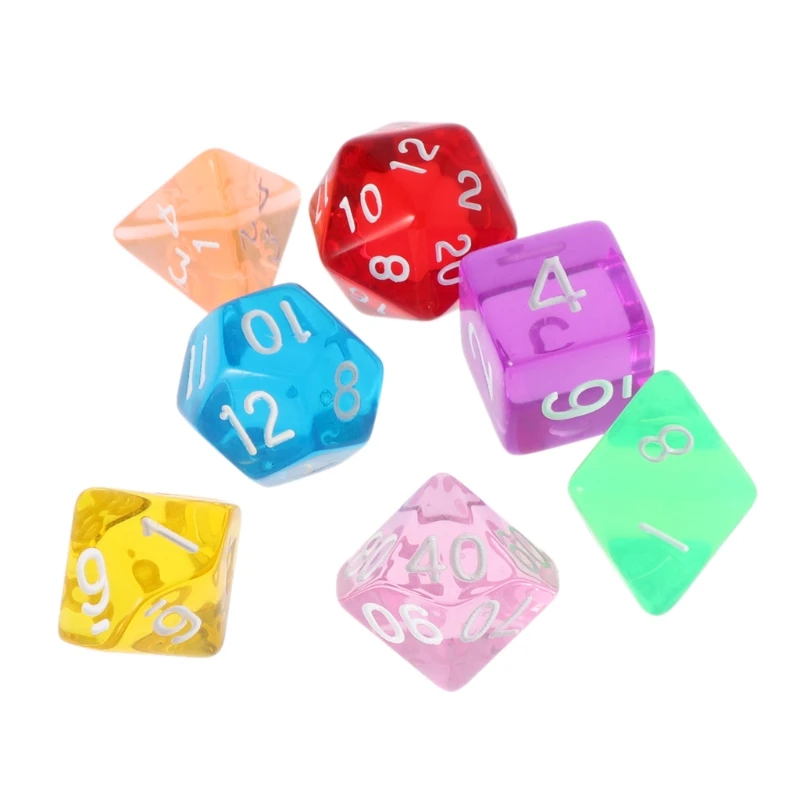 7 шт./компл. многогранные кости красочные акриловые D4 D20 цифровые игральные