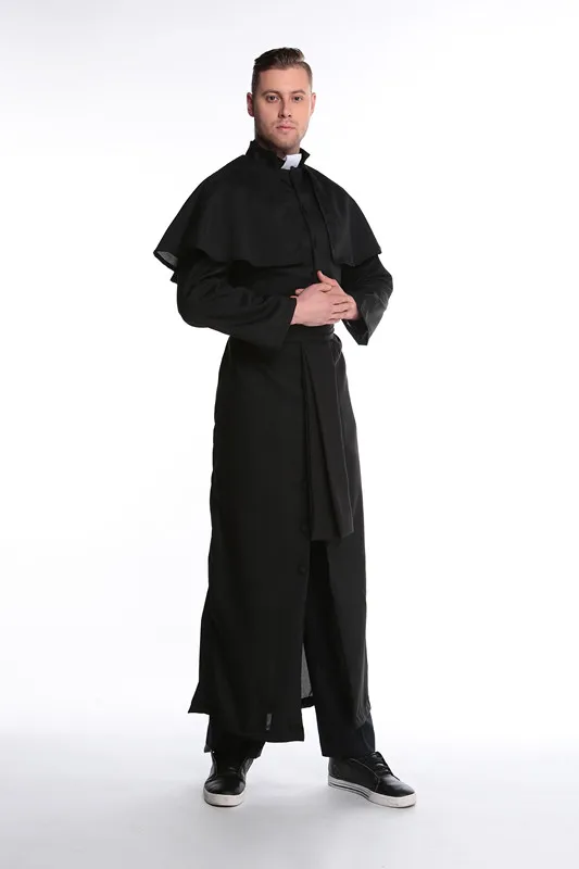 Черные мужские Иисуса Миссионерский костюм Priest Кристиан костюмы женские