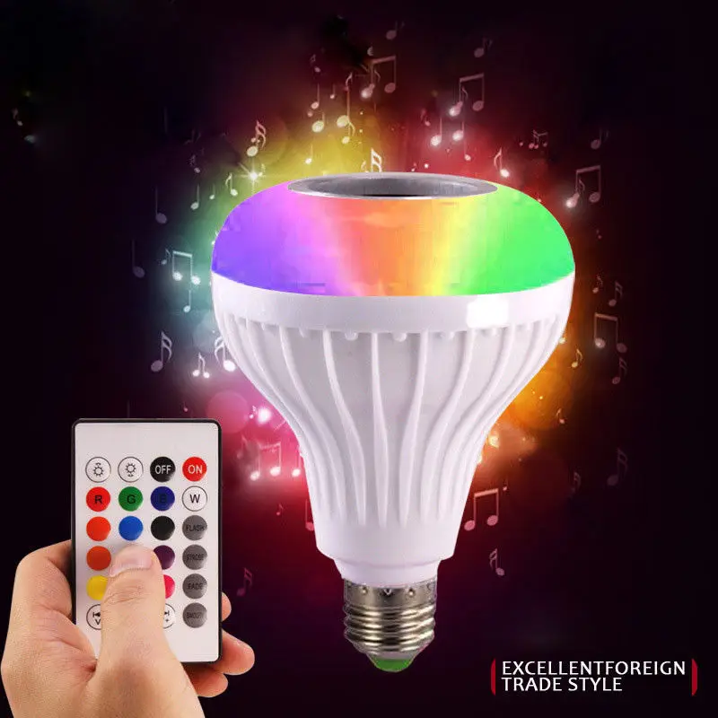 Смарт E27 RGB Bluetooth Динамик светодиодный лампы светильник 12 Вт работы в режиме