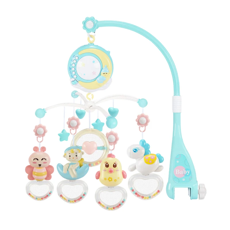 Blue FBIL-Baby погремушки в кроватку мобильные игрушки держатель вращающаяся кроватка Мобильная кровать Музыкальная Коробка проекция 0-12 месяцев новорожденный младенец мальчик - Цвет: Blue