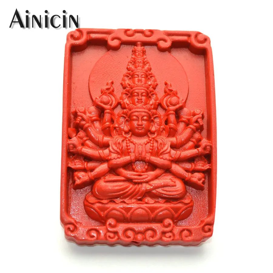 Кулон Kwan yin 45x65 мм тысяча рук Cinnabar Gunyin Будда для мужчин и женщин ювелирные изделия