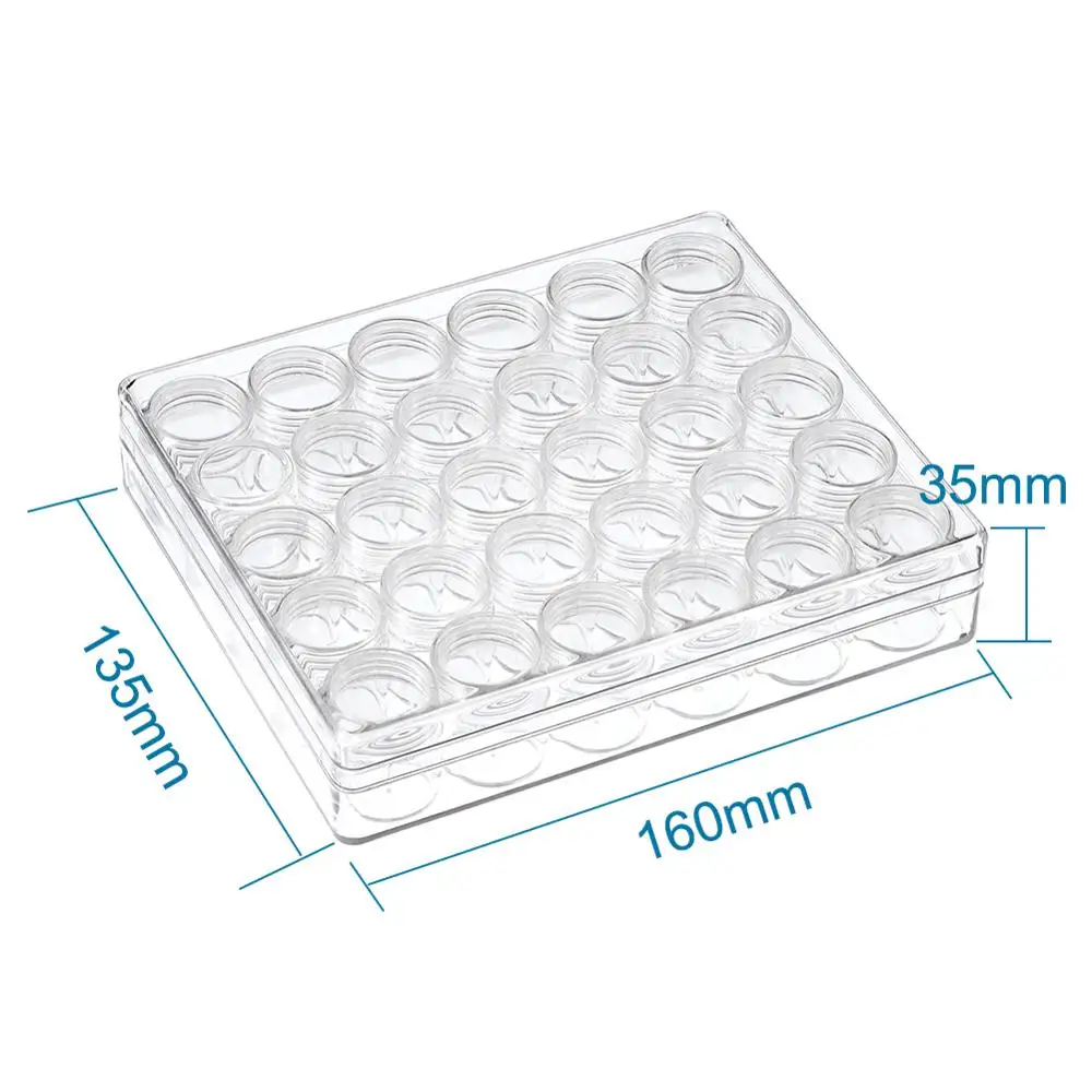 Plastic Bead Containers Clear Box for Jewelry Beads Rhinestone Nail Art Packaging Column bottle : 26x29mm,30pcs/set