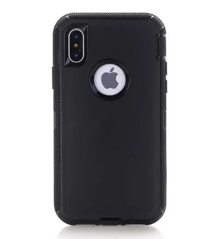 Black Защитный чехол для iPhone7 6 Plus 6s 8 8 plus X 3 в 1 шт. резиновые гибридные тяжелые военные противоударные панцири чехлы для iPhone XR XS MAX - Цвет: Black