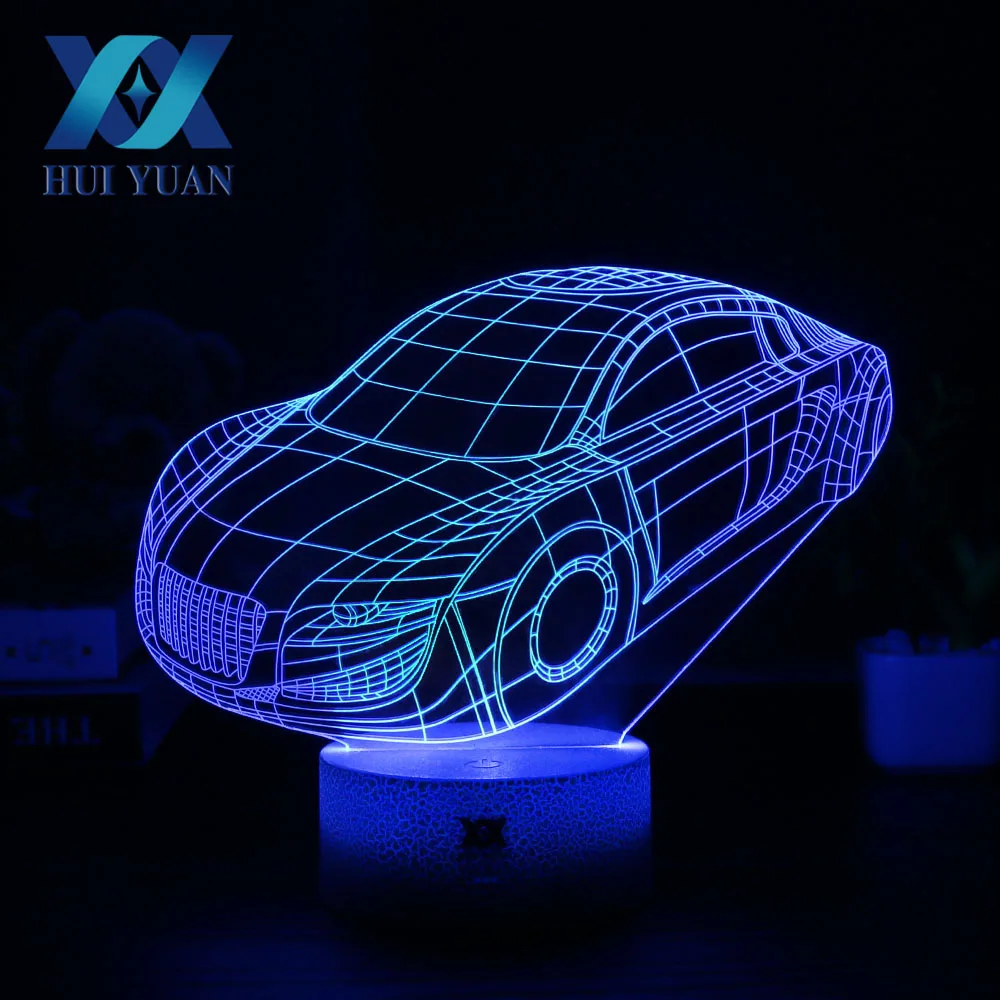 Хуэй Юань 2018 новый автомобиль 3D лампа USB светодиодный 7 цветов украшения дома