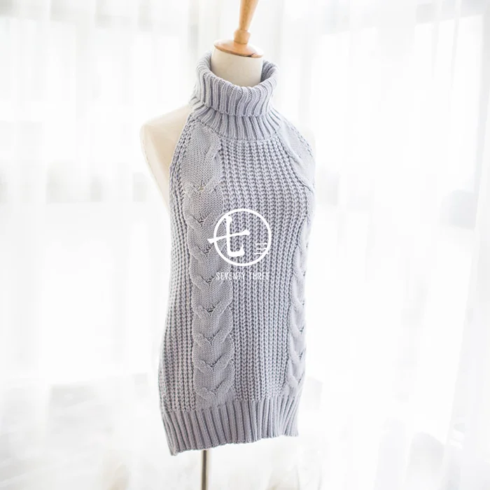 Женский японский свитер с голой грудью ребристый аниме Сексуальная Повседневная