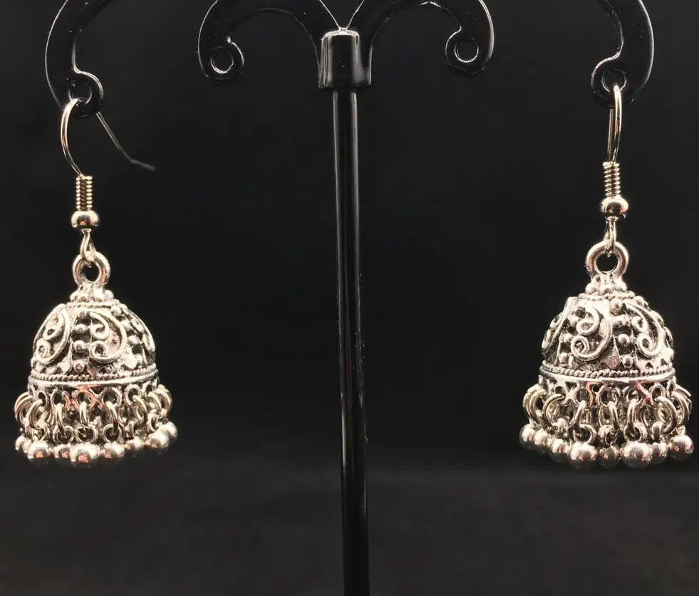 1 Jhumki индийские женские ювелирные изделия для ушей pusheen серебряные кольца для больших ушей Boho my pending order AliExpress в форме клетки для птицы серьги с кисточками - Окраска металла: 1